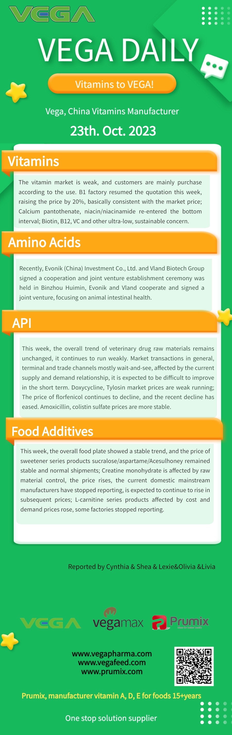 Vega Daily Dated on Oct 23rd 2023 Vitamins Amino Acids API Food Additives.jpg